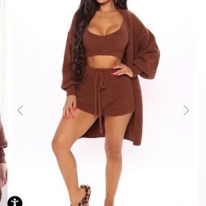 3 piece cozy brown set